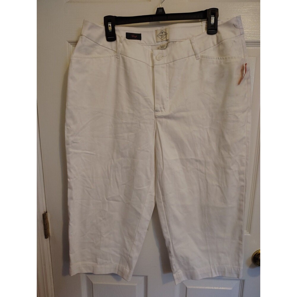 New St. John's Bay Women's White Capri Pants Classic Fit Straight 23"  16W